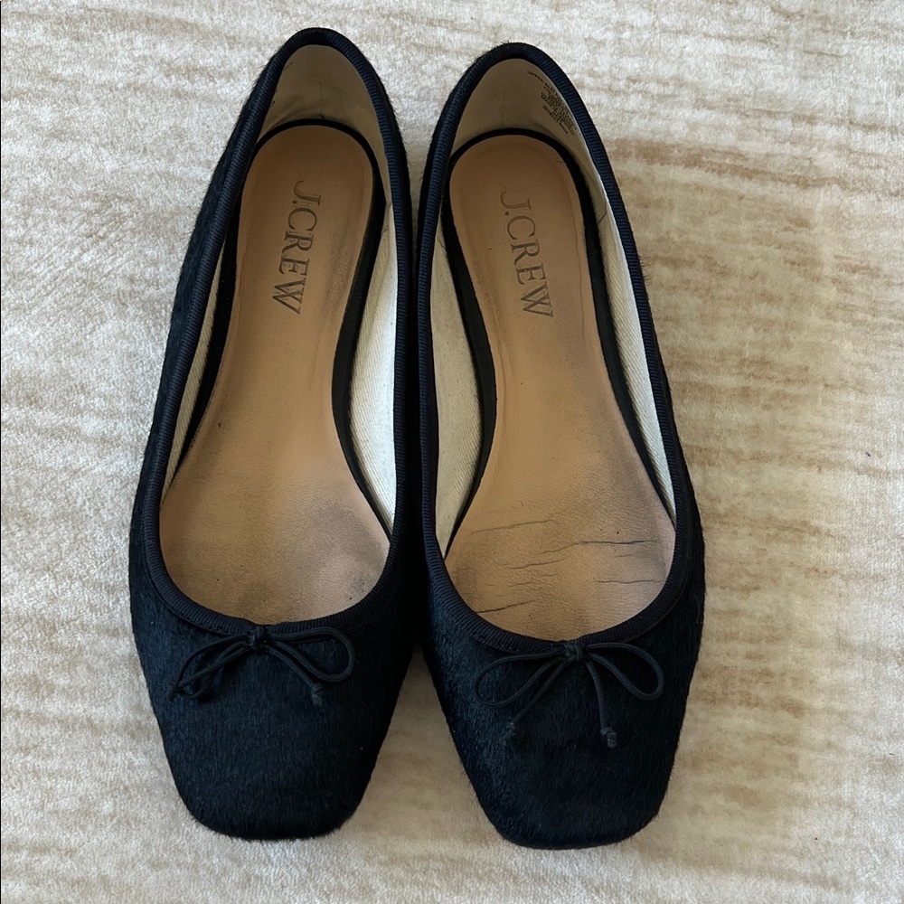J. Crew Black Ballet flats pony hair used sz 8.5
